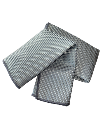WAFFLE WEAVE GLASS TOWEL GRAY-2PK